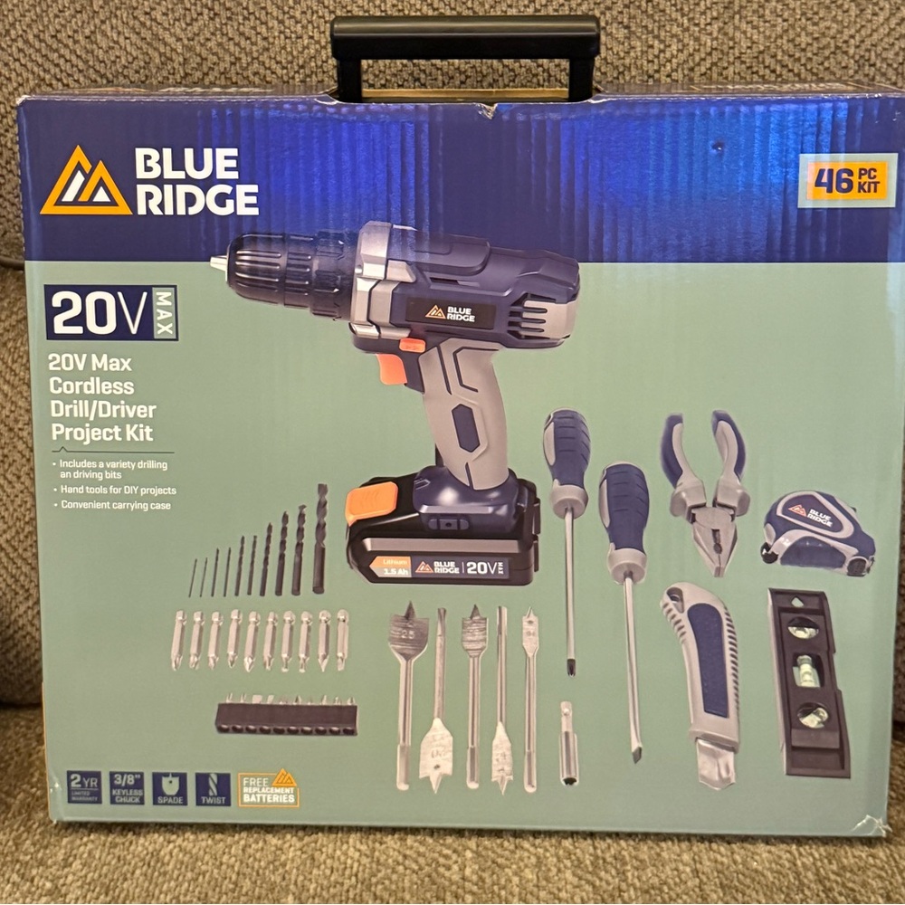 Blue Ridge 20V Max Cordless Drill/Driver Project 46pc Kit